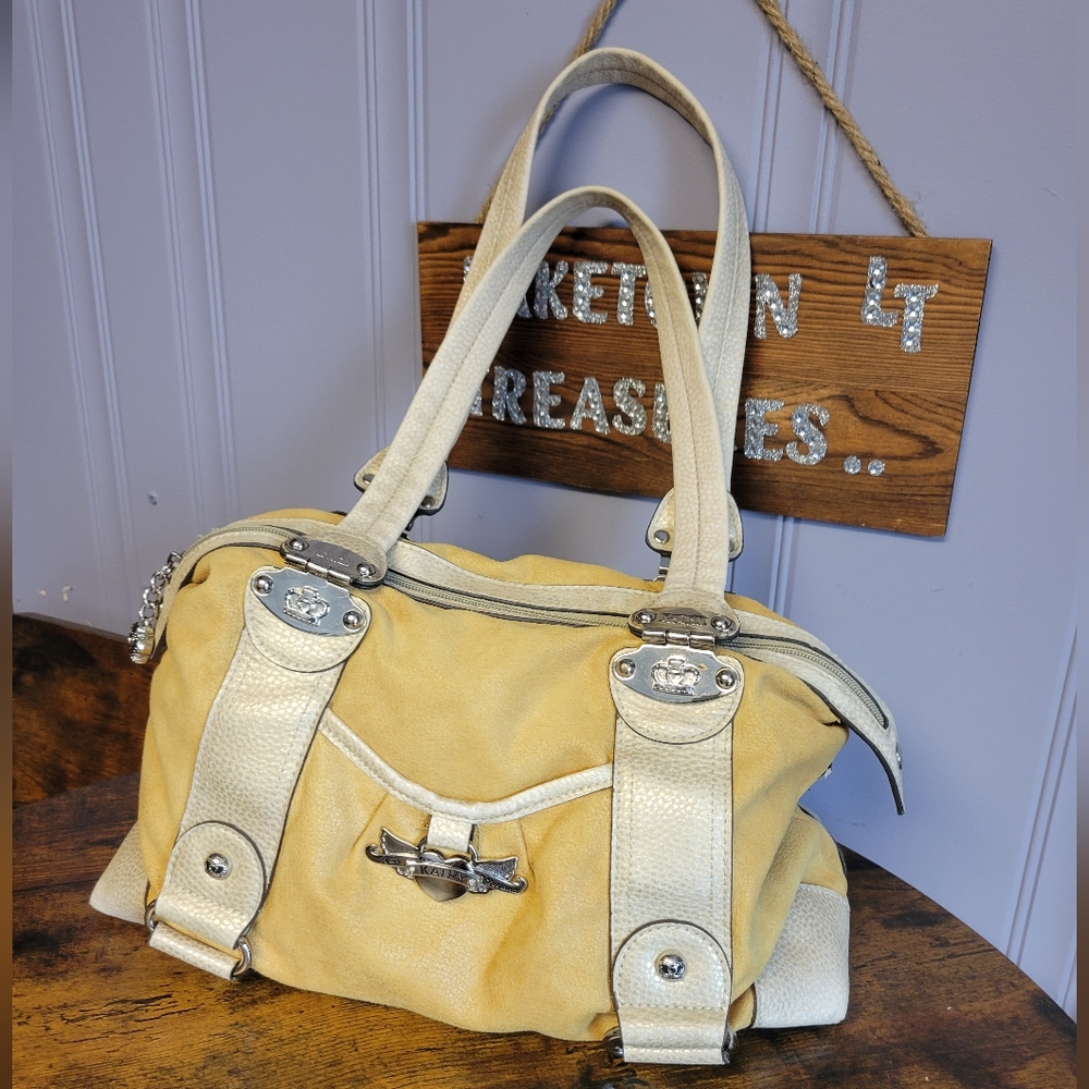 Kathy Van Zeeland shoulder Bag silver tone hardware-yellow